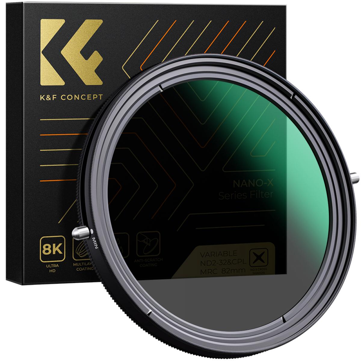 kf01-1088-1-1200x1200-1.jpg K&F 86MM XB42 Nano-X CPL+Variable/Fader NDX ND2~ND32,Waterproof, Anti Scratch, Green Coated – Image 1