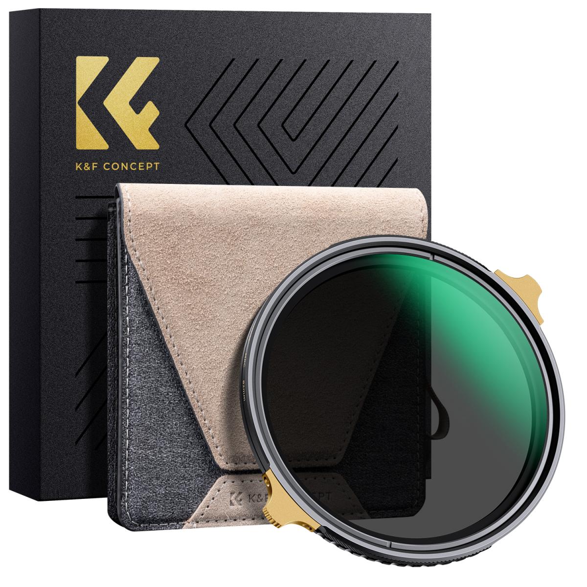 K&F Concept 77mm ND Filters ND2-32 Adjustable, HD Ultra-Thin Copper Frame, 36-Layer Anti-Reflection Green Film, Nano-X PRO Series