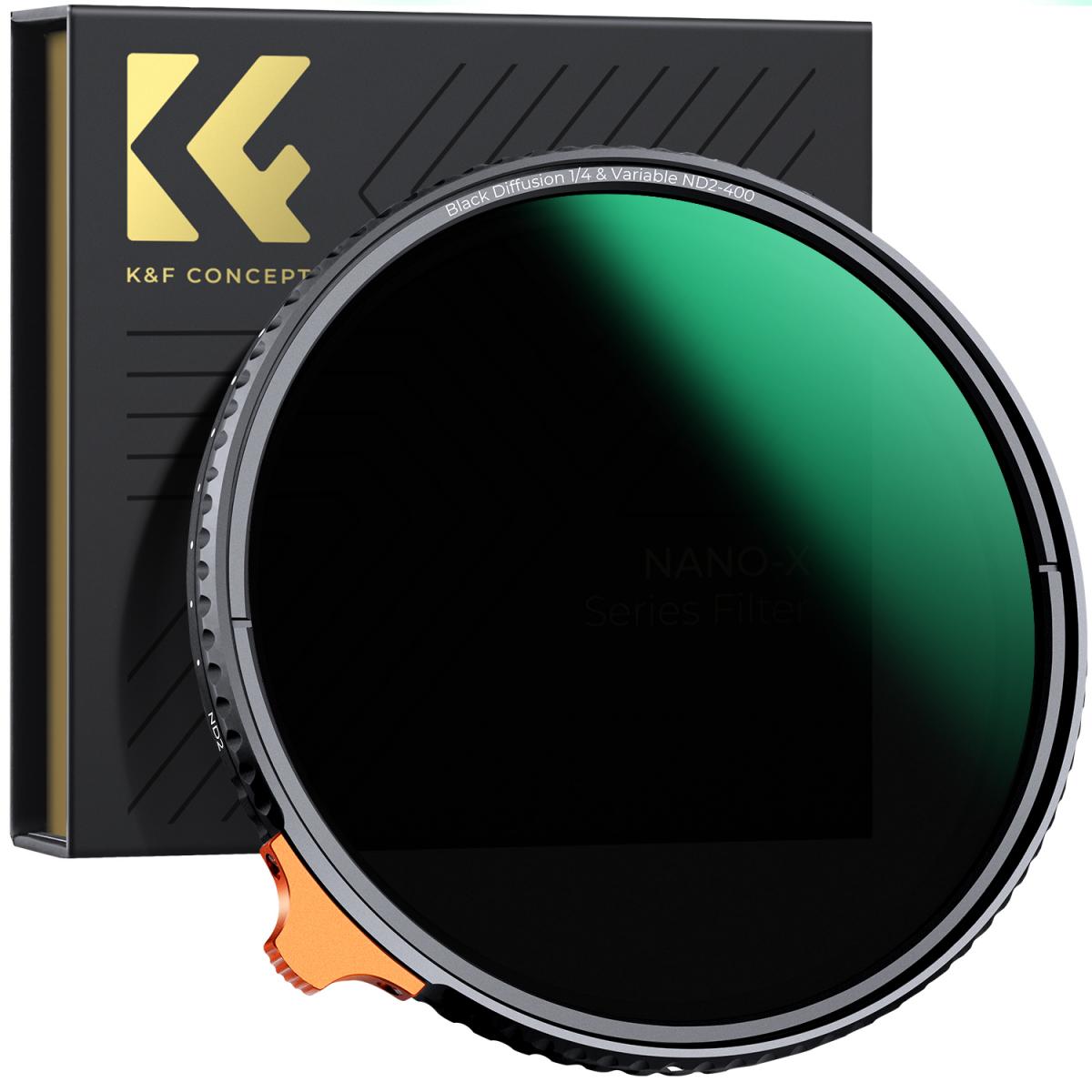 K&F Concept 77mm Black Mist 1/4 + ND2-400 Variable ND Filter